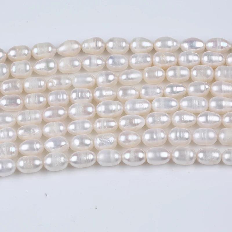 Freshwater Pearl Rice Shape Bead Semi-finished DIY Jewelry 7-8mm