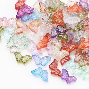 50Pcs 8x15mm Gradient Butterfly Crystal Glass Pendants for DIY Jewelry Making