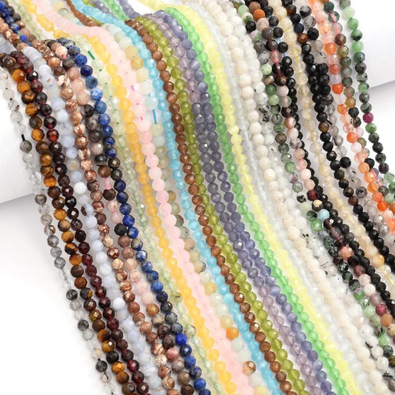 3mm Faceted Natural Stone Beads for Jewelry Making DIY Bracelet Necklace
