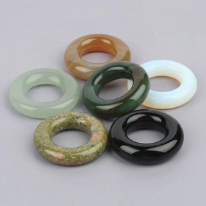 Natural Stone Circle Pendants Big Hole Turquoises Tiger Eye Reiki Heal