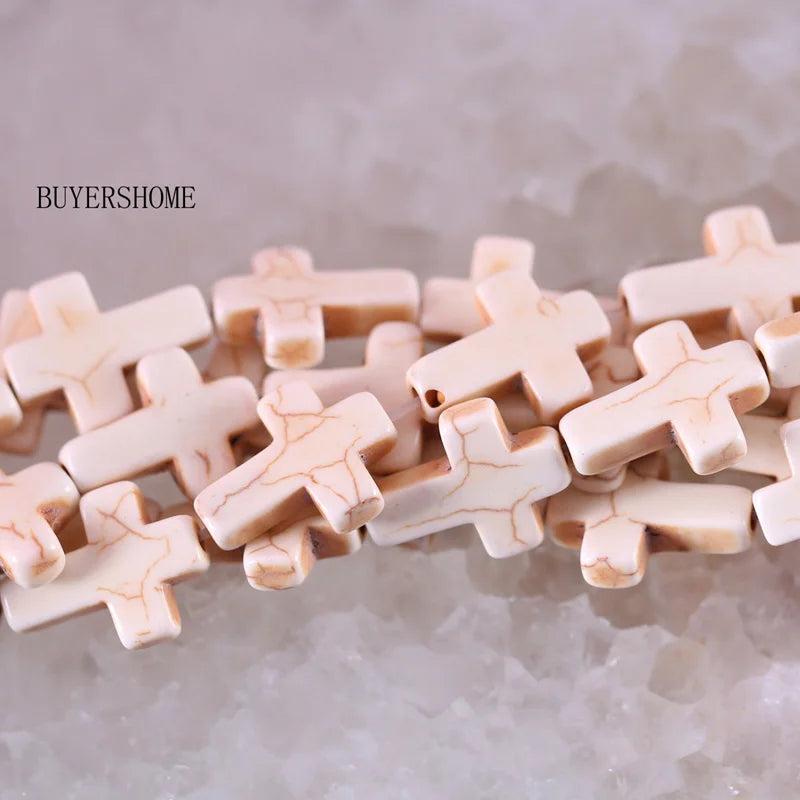 12x16MM Howlite Cross Loose Beads 15.5in P466