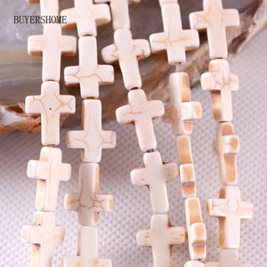 12x16MM Howlite Cross Loose Beads 15.5in P466