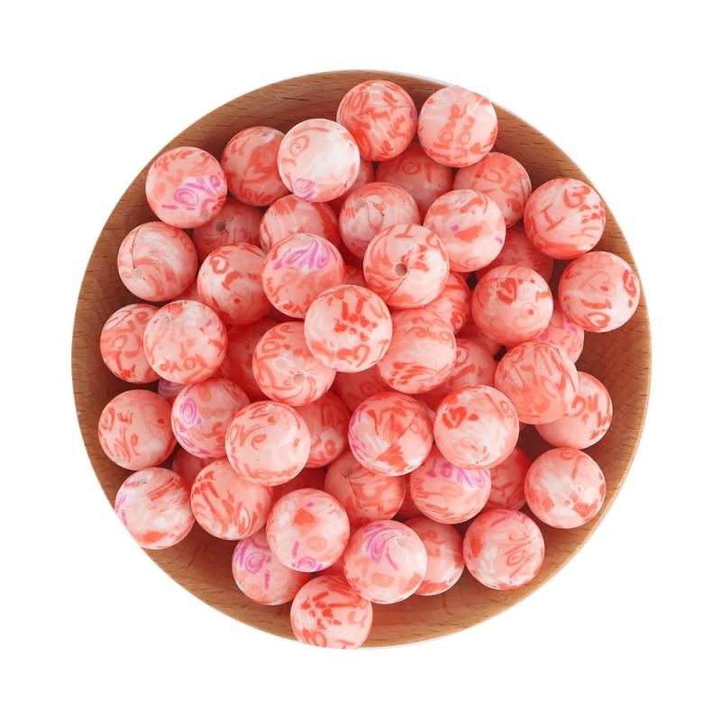 Kovict 10Pcs 15MM Leopard Printed Silicone Beads DIY Jewelry Accessorie