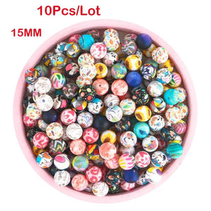 Kovict 10Pcs 15MM Leopard Printed Silicone Beads DIY Jewelry Accessorie