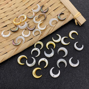 5pcs Natural Pearl Shell Beads Moon Loose Beads Fashionable Jewelry Making DIY