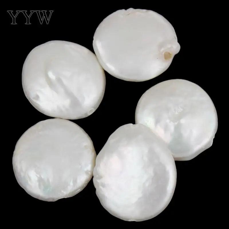 Natural Freshwater Pearl Coin Beads 11-12mm 5PCs/Bag