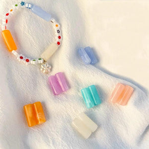 30 PCS 8x20mm Acrylic Cylinder Beads for DIY Earrings Necklace Bracelet