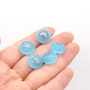 10Pcs Natural Stone Cymophane Big-Hole Beads for DIY Jewelry Making