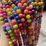 Colorful Natural Round Beads Bracelet Semi Finished Beige Jade Mixed