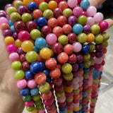 Colorful Natural Round Beads Bracelet Semi Finished Beige Jade Mixed