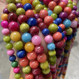 Colorful Natural Round Beads Bracelet Semi Finished Beige Jade Mixed