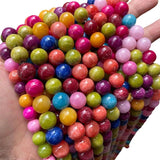 Colorful Natural Round Beads Bracelet Semi Finished Beige Jade Mixed