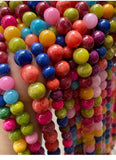 Colorful Natural Round Beads Bracelet Semi Finished Beige Jade Mixed