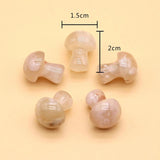 5Pcs Natural Stone Mushroom Beads Sakura Agate Carved Crystal Healing Reiki