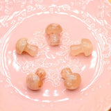 5Pcs Natural Stone Mushroom Beads Sakura Agate Carved Crystal Healing Reiki