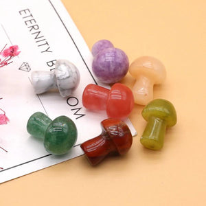 5Pcs Natural Stone Small Mushroom Crystal Agate Healing Reiki Home Decoration