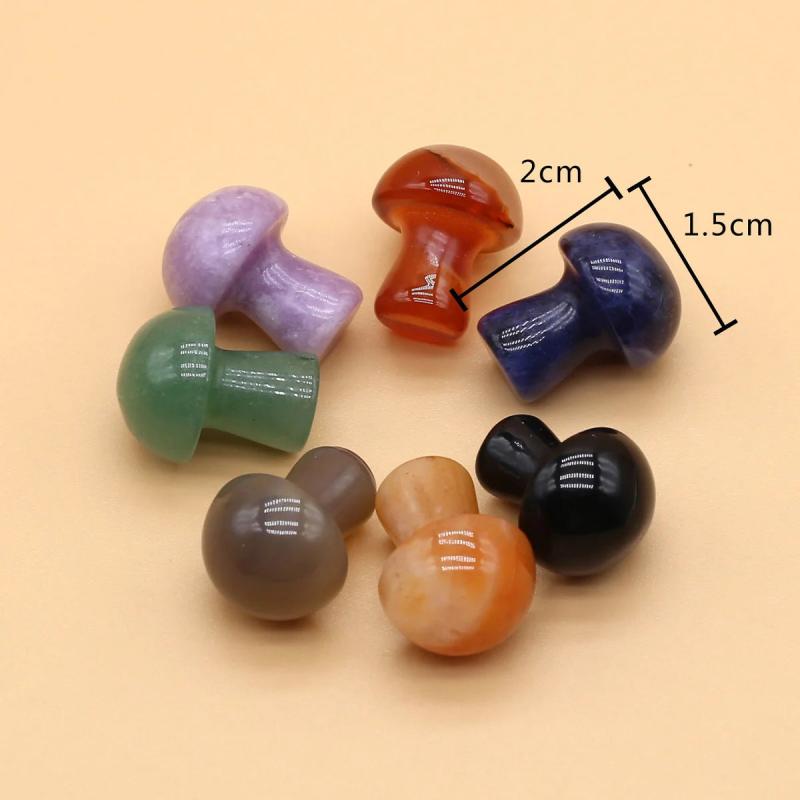 5pcs Natural Stone Mushroom Beads for DIY Craft Jewelry Home Decor 15 20mm