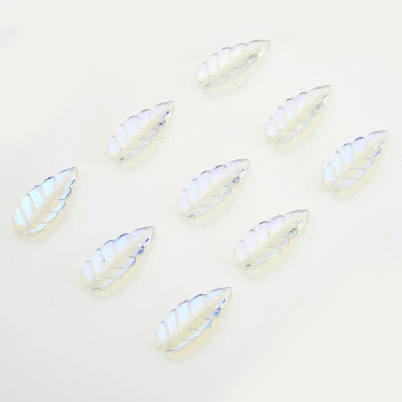 50Pcs Long Leaf Shape Lampwork Beads Gradient Glass Beads For DIY Jewelry