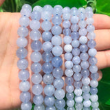 Aquamarines Stone Beads Round Spacer DIY Bracelet Charms 15''