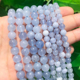 Aquamarines Stone Beads Round Spacer DIY Bracelet Charms 15''