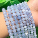 Aquamarines Stone Beads Round Spacer DIY Bracelet Charms 15''