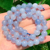 Aquamarines Stone Beads Round Spacer DIY Bracelet Charms 15''