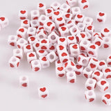 Acrylic Red Heart Cube Pony Beads 7X7mm 200Pcs