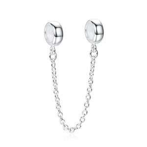 Thai Silver Silicone Ring Safety Chain Charm for DIY Charm Bracelet