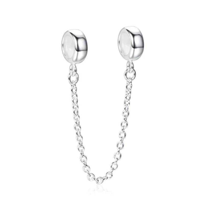 Thai Silver Silicone Ring Safety Chain Charm for DIY Charm Bracelet