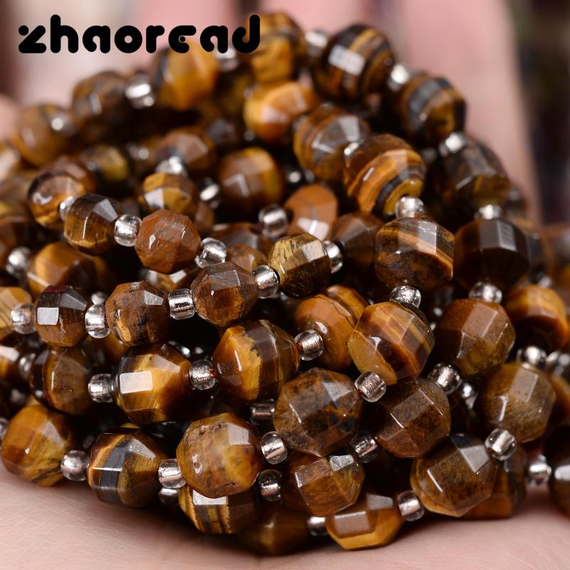 Yellow Tiger Eye Stone Beads Faceted Spacer Beads for DIY Jewelry