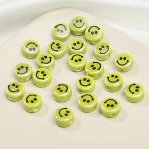 10pcs 10mm Smile Face Ceramic Beads Colorful Ceramics Bead DIY Necklace Bracelet