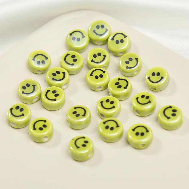 10pcs 10mm Smile Face Ceramic Beads Colorful Ceramics Bead DIY Necklace Bracelet