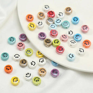10pcs 10mm Smile Face Ceramic Beads Colorful Ceramics Bead DIY Necklace Bracelet