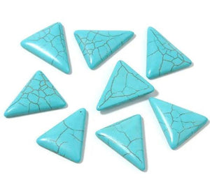 10pcs Natural Turquoise Stone Triangle Beads 28x23mm for Jewelry Making