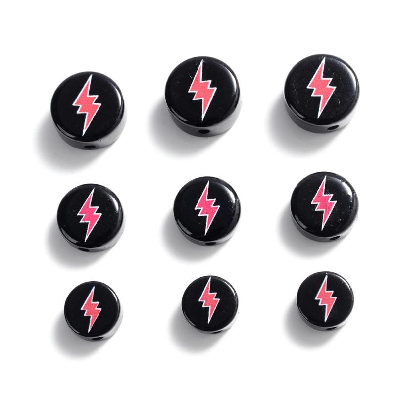 30pcs Lightning Acrylic Beads Round Spacer Beads for Jewelry Making DIY