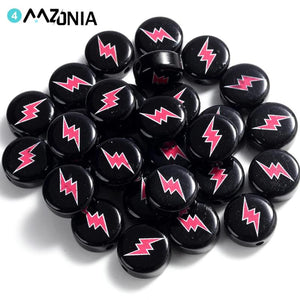 30pcs Lightning Acrylic Beads Round Spacer Beads for Jewelry Making DIY