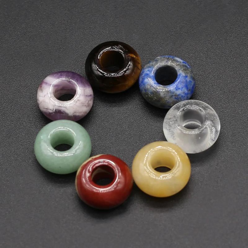 7PC Natural Crystal Stone Abacus Beads Amethyst Tiger Eye Round Loose Beads