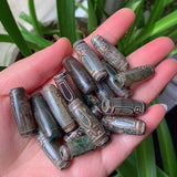 30mm God of Wealth Tibetan Dzi Agates Beads Vintage Buddha Jewelry