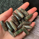 30mm God of Wealth Tibetan Dzi Agates Beads Vintage Buddha Jewelry