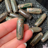 30mm God of Wealth Tibetan Dzi Agates Beads Vintage Buddha Jewelry