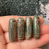 30mm God of Wealth Tibetan Dzi Agates Beads Vintage Buddha Jewelry