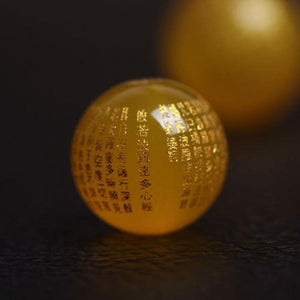 4A Natural Yellow Agate Heart Sutra Buddha Quartz Crystal Bead