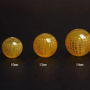 4A Natural Yellow Agate Heart Sutra Buddha Quartz Crystal Bead