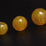 4A Natural Yellow Agate Heart Sutra Buddha Quartz Crystal Bead