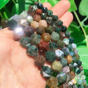 6 8 10mm Faceted Agate Stone Round Beads 15'' for DIY Bracelets