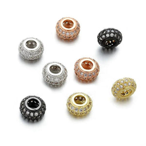Copper Brass Round 4 CZ Beads Necklace Inspiration DIY Charms