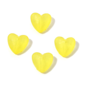100pc Heart Acrylic Beads Multicolor Transparent Frosted Beads 13mm x 12mm