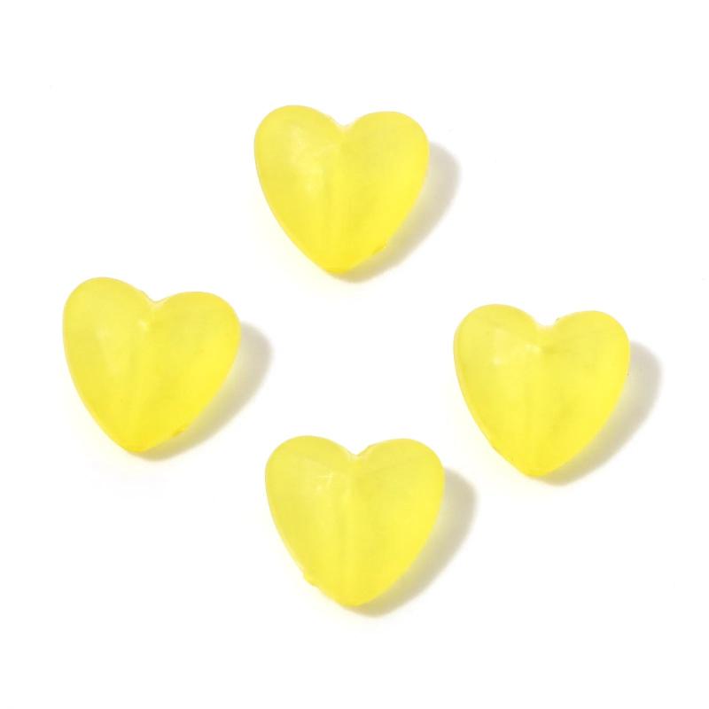 100pc Heart Acrylic Beads Multicolor Transparent Frosted Beads 13mm x 12mm