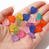 100pc Heart Acrylic Beads Multicolor Transparent Frosted Beads 13mm x 12mm