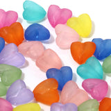 100pc Heart Acrylic Beads Multicolor Transparent Frosted Beads 13mm x 12mm